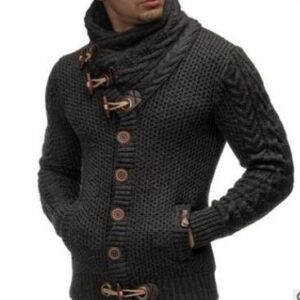 Winter Casual Slim Sweater Warm Thick Hedging Knitted Jacket Turtleneck Pullover Hoodies