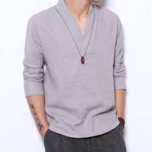 Men's Long-sleeved Shirt Retro Linen Chinese Style