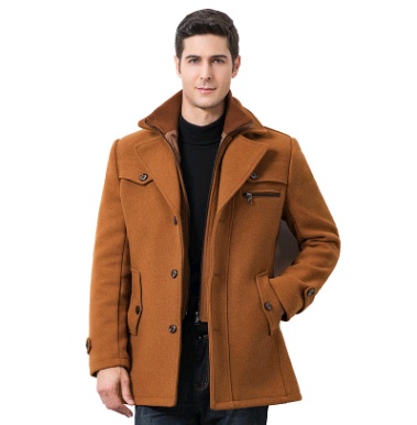 Autumn and winter business casual men's windbreaker men's long section plus cotton thick double collar wool coat coat male