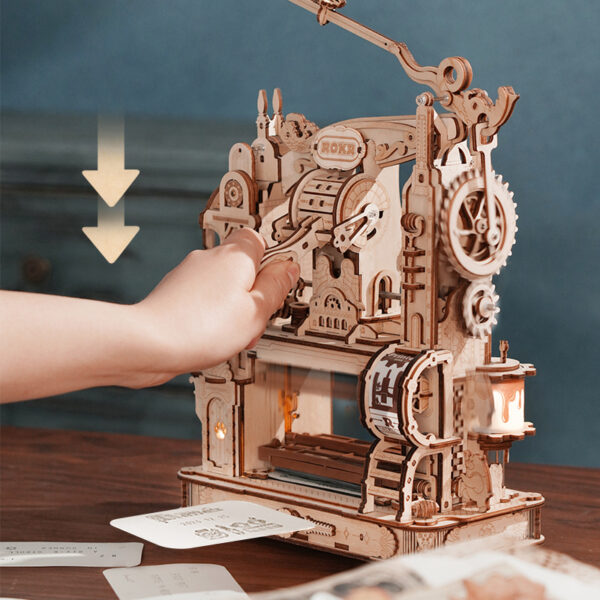 ROKR 3D Wooden Puzzle Model Printing Press Mechanical Gears Teen Xmas Gift LK602