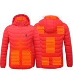 Men Heated Puffer Jacket Electric Heating Coat Insulated Hood Windbreaker 9Heat Zones