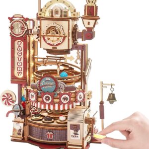 Robotime ROKR Marble Chocolate Factory 3D Wooden Puzzle Games Assembly Model Building Toys For Children Kids Birthday Gift