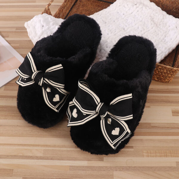 Ins Bow Slippers Home Fashion Warm Non-slip Floor Bedroom Slipper For Women House Shoes