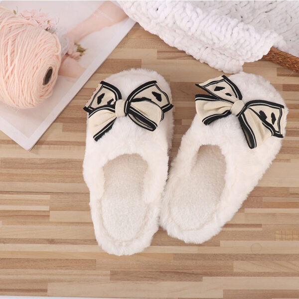 Ins Bow Slippers Home Fashion Warm Non-slip Floor Bedroom Slipper For Women House Shoes