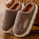 Cute Bear Home Slippers Warm Thick Bottom Non-slip Couple House Shoes Winter Floor Bedroom Slippers For Women Men