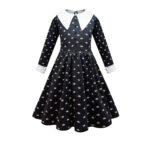 Girls' Fashion Simple Lapel Print Dress