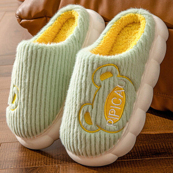 Cute Bear Home Slippers Warm Thick Bottom Non-slip Couple House Shoes Winter Floor Bedroom Slippers For Women Men