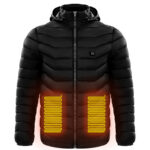 Men Heated Puffer Jacket Electric Heating Coat Insulated Hood Windbreaker 9Heat Zones