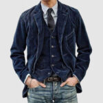 Retro casual plain coat men's solid color suit